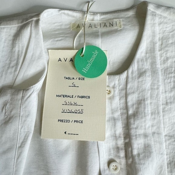AVALIANI Top Sleeveless Silk Viscose Handmade Italian Blouse Size Small New - Picture 6 of 11